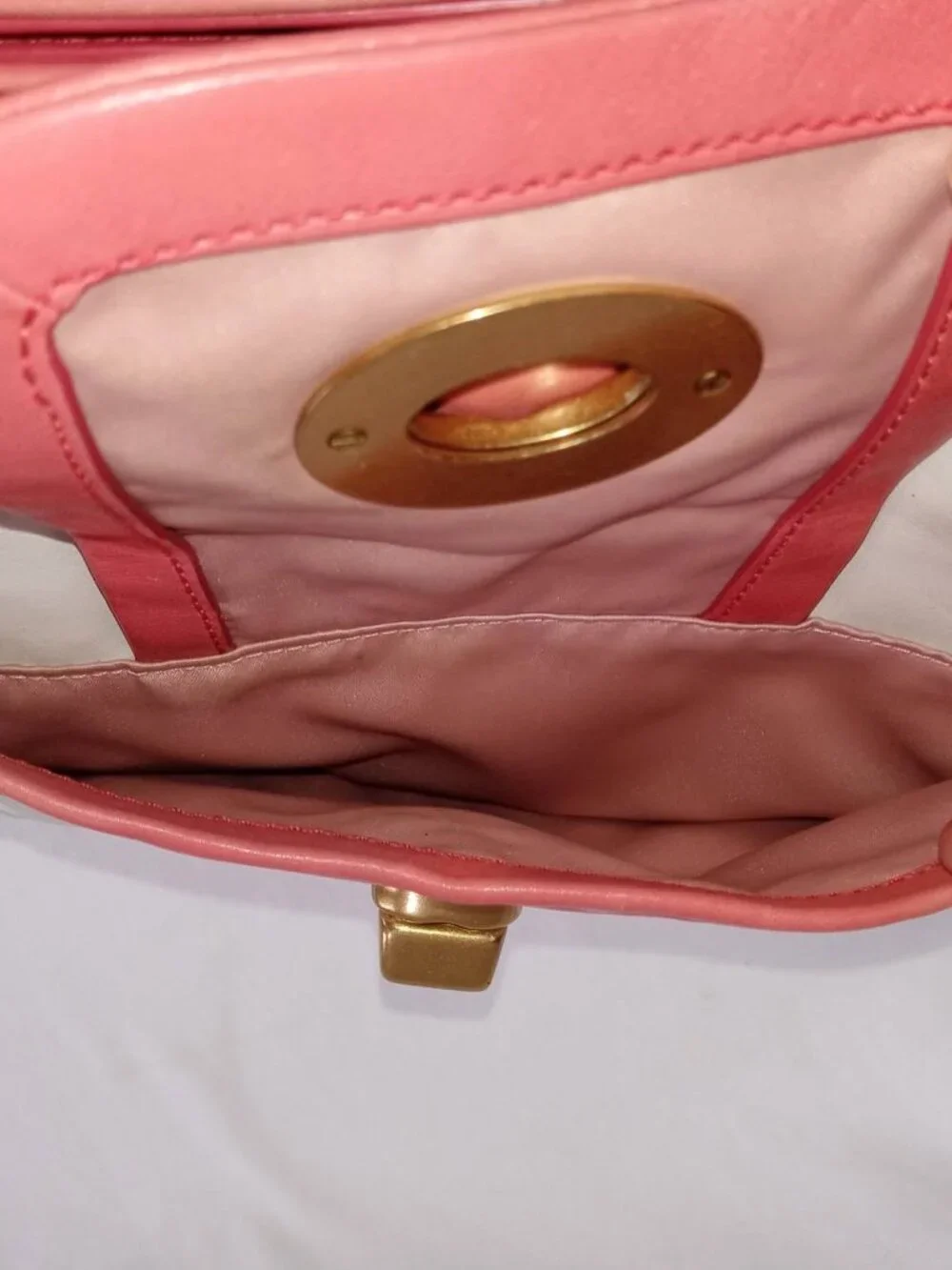 Coach Cricket Satchel Purse White & Coral Pink Bag Y2K Vintage
